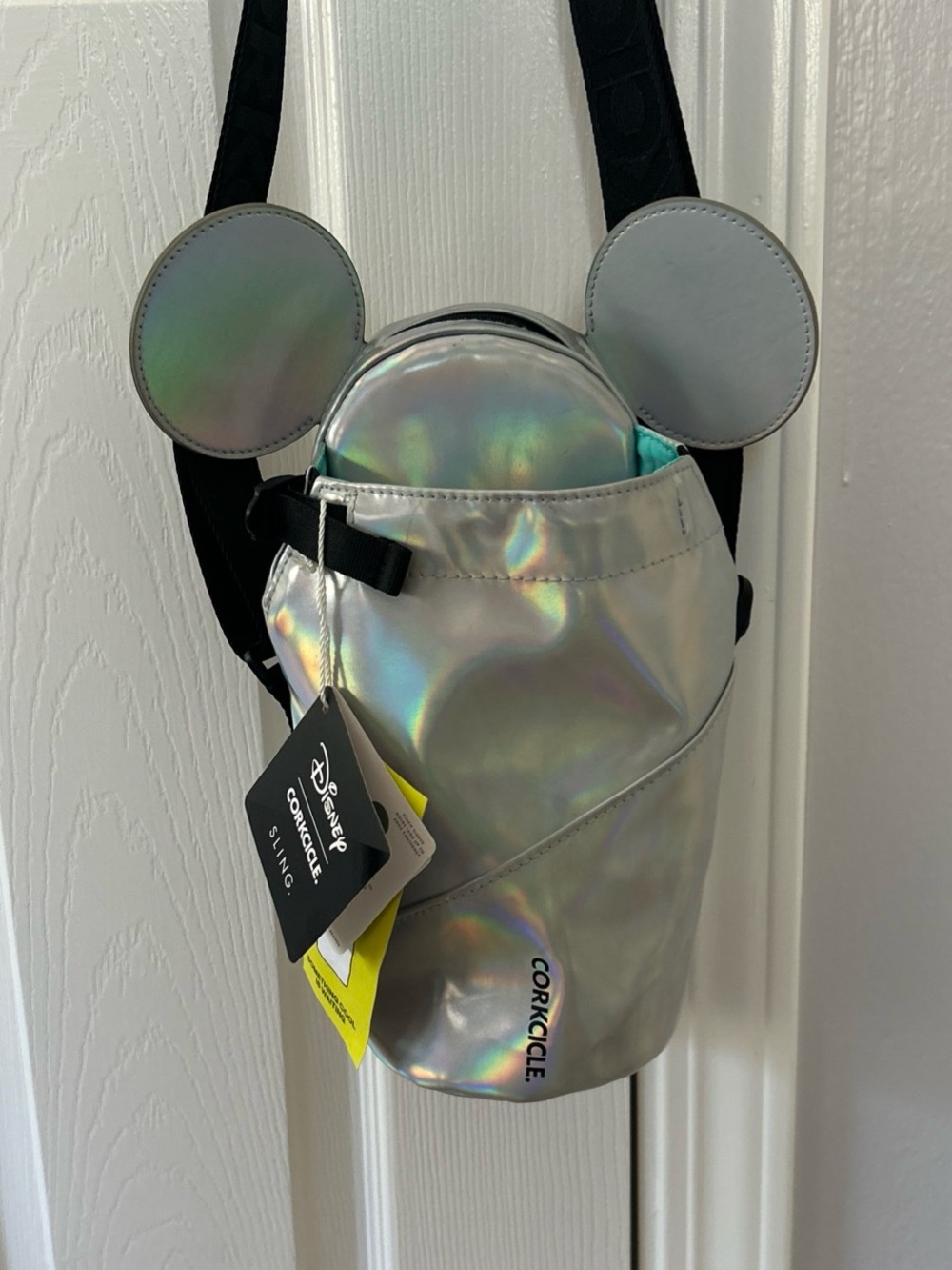 Corkcicle Iridescent Silver Mickey Ear Bottle Sling